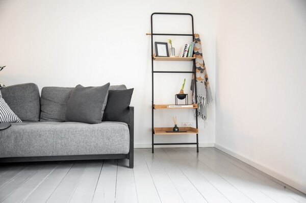 Fekete-natúr színű fém polcos állvány 56x180 cm Loft – Wenko
