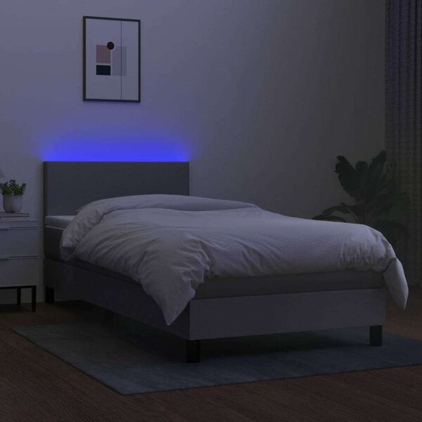 LED-es Ágy - Rugós - Szövet - 100x200 cm