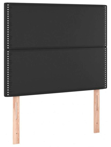 Modern Fekete Műbőr Ágy - 90x200 cm