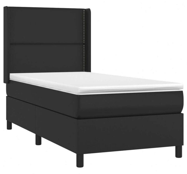 Modern Fekete Műbőr Ágy - 90x200 cm