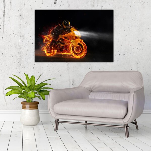 Kép - Motoros lángokkal (90x60 cm)
