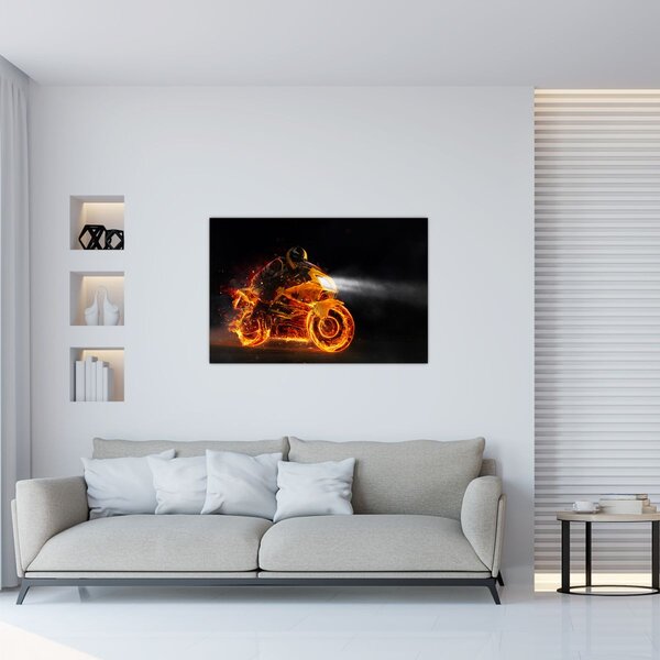 Kép - Motoros lángokkal (90x60 cm)