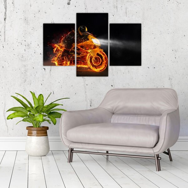 Kép - Motoros lángokkal (90x60 cm)