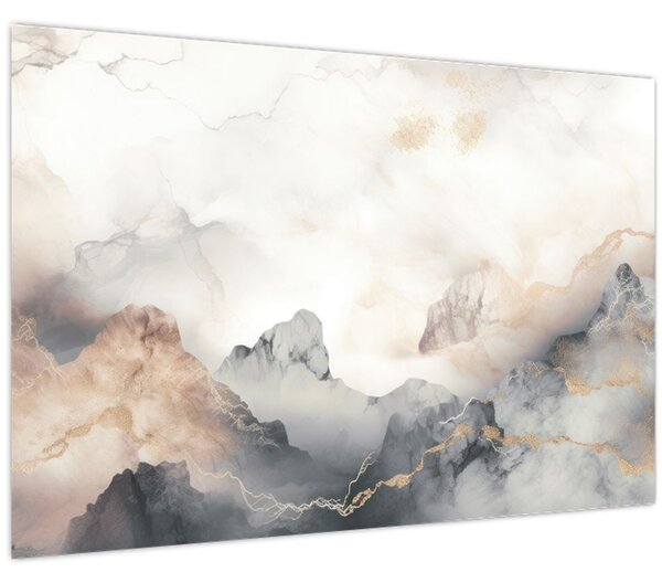 Kép - Hegyi absztrakció márvány textúrával (90x60 cm)