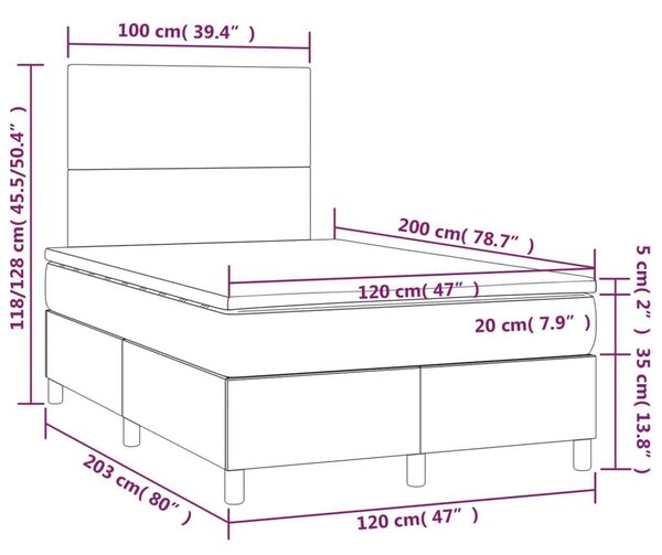 VidaXL Fehér Műbőr Ágy Matraccal - 120x200 cm