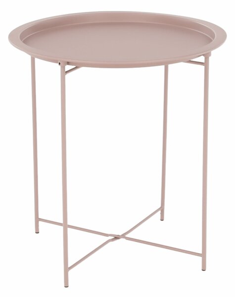KONDELA Kisasztal levehető tálcával, nude rózsaszín, RENDER