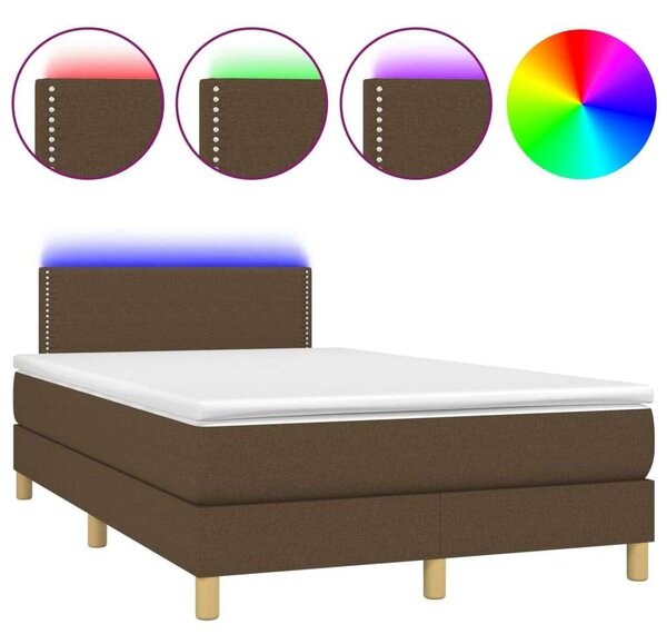 Barna szövet rugós és led-es ágy matraccal 120 x 200 cm