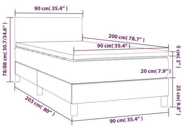 Cappuccino színű műbőr rugós ágy matraccal 90 x 200 cm