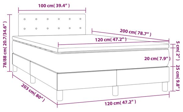 VidaXL Rugós Ágy Matraccal - Szövet - 120x200 cm