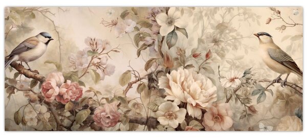Kép - Vintage madár festmény (120x50 cm)