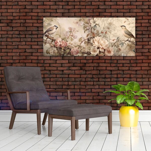 Kép - Vintage madár festmény (120x50 cm)