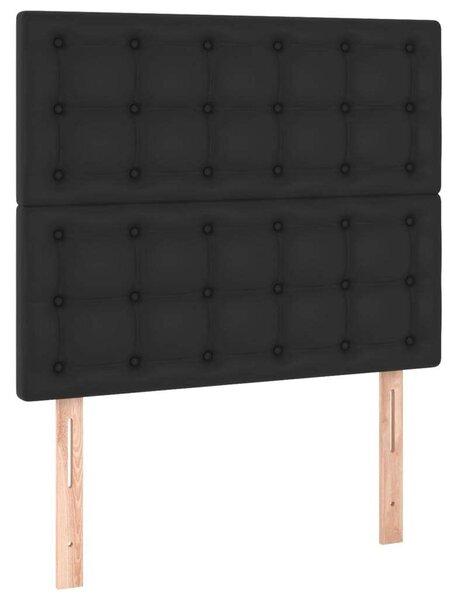 Fekete Műbőr Ágy Matraccal - 80x200 cm