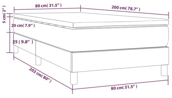 VidaXL Rugós Ágy Matraccal - Szövet - 80x200 cm