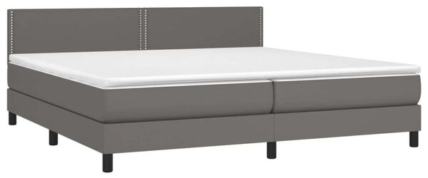 VidaXL Ágy - 200x200 cm - Szürke Műbőr - LED
