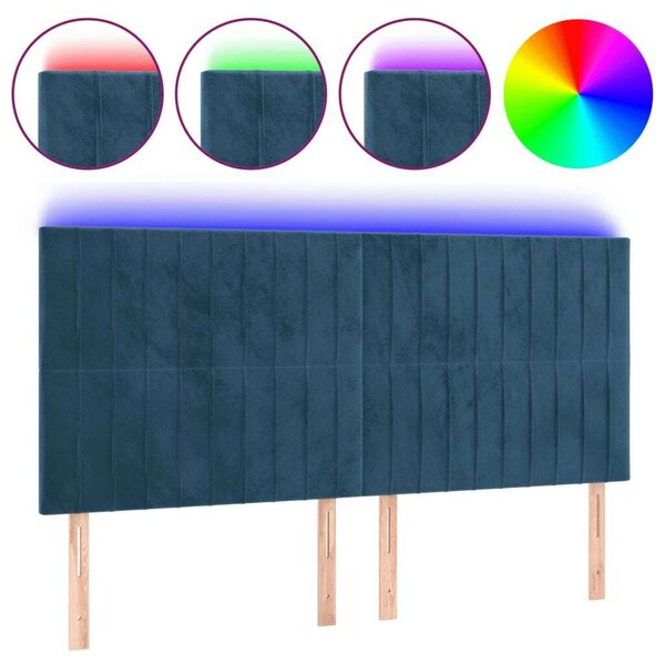 VidaXL sötétkék bársony LED-es fejtámla 180x5x118/128 cm