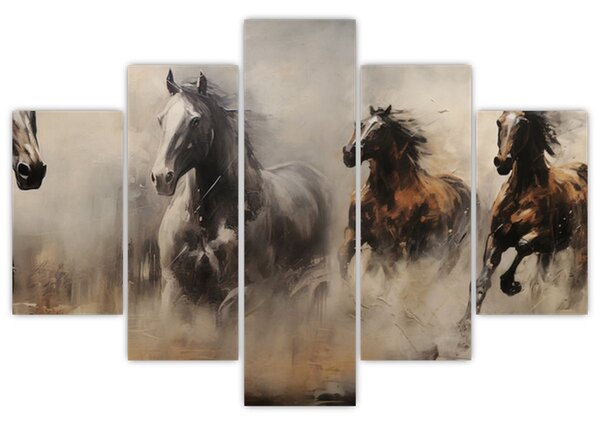 Kép - Olajfestmény lovakról (150x105 cm)