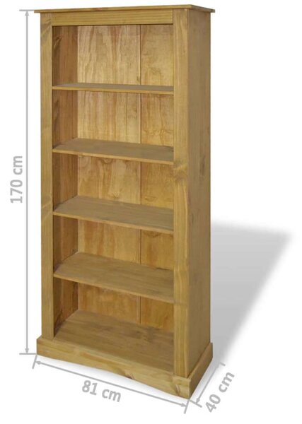 Corona Stílusú Fa Könyvespolc - 5 Polc - 81x40x170 cm