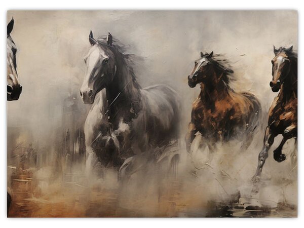 Kép - Olajfestmény lovakról (70x50 cm)