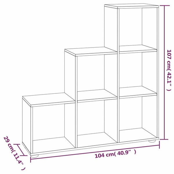 VidaXL Lépcsős Könyvespolc - Fekete - 107 cm