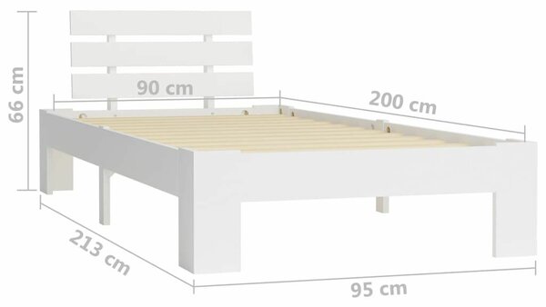 VidaXL Fehér Fenyőfa Ágykeret - 90x200 cm