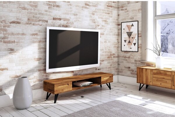 Tölgyfa TV-állvány 182x42 cm Golo - The Beds