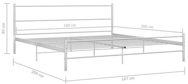 VidaXL Fém Ágykeret - Fehér - 160x200 cm