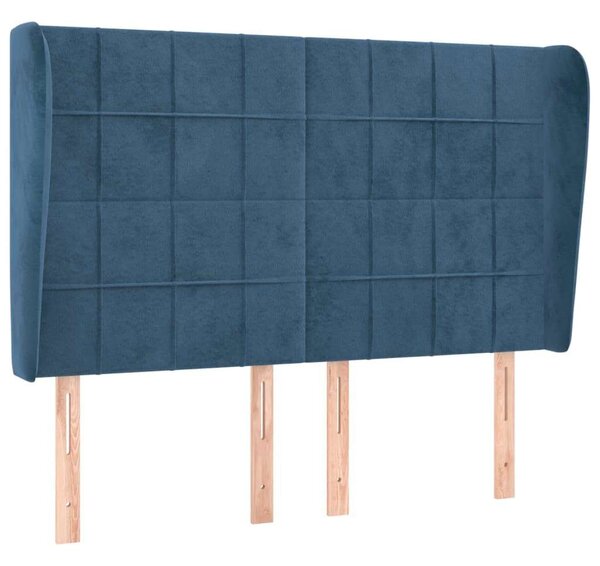 VidaXL Bársony Fejtámla Szárnyakkal - Sötétkék - 147cm