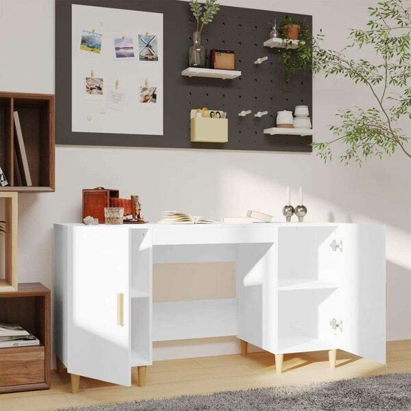 VidaXL Fehér Fa Íróasztal Fiókokkal - 140x50x75 cm