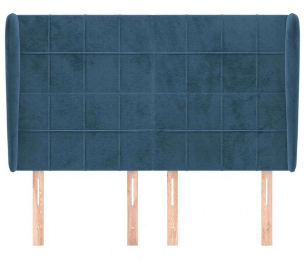 VidaXL Bársony Fejtámla Szárnyakkal - Sötétkék - 147cm