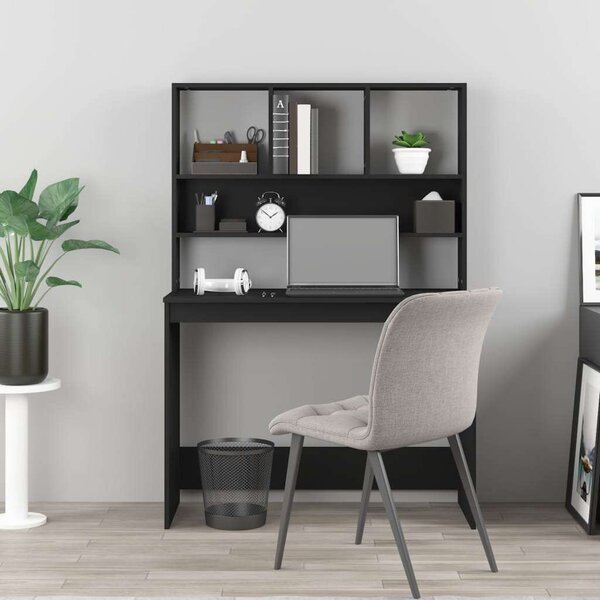 VidaXL Fekete Íróasztal Polcokkal - 102x45x148 cm