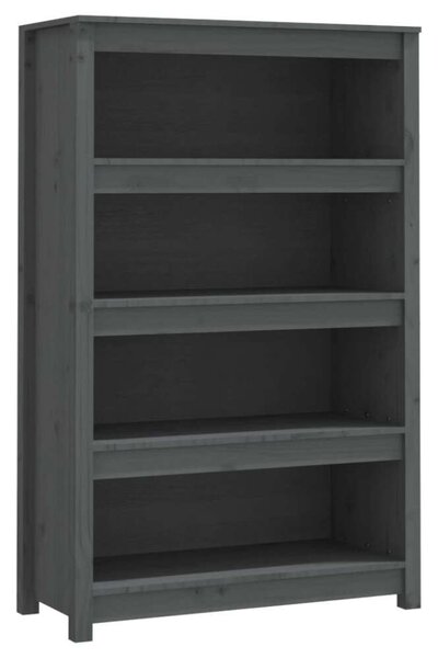 VidaXL szürke tömör fenyőfa könyvszekrény 80x35x126 cm