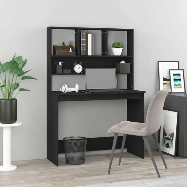 VidaXL Fekete Íróasztal Polcokkal - 102x45x148 cm