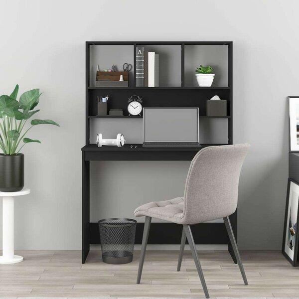VidaXL Fekete Íróasztal Polcokkal - 102x45x148 cm