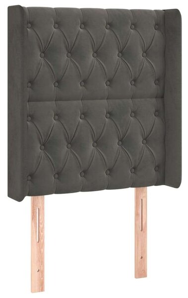 VidaXL sötétszürke bársony fejtámla szárnyakkal 83x16x118/128 cm
