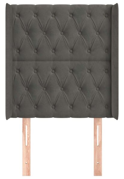 VidaXL sötétszürke bársony fejtámla szárnyakkal 83x16x118/128 cm