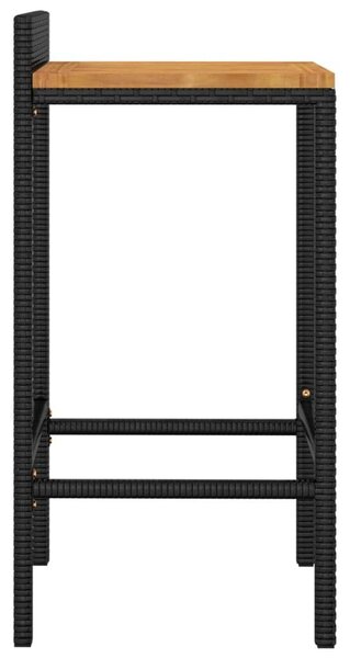 VidaXL Bárszék - 4 db - Fekete Polyrattan - Akácfa