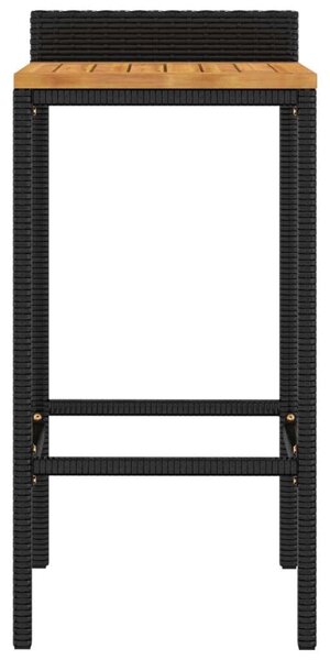 VidaXL Bárszék - 4 db - Fekete Polyrattan - Akácfa