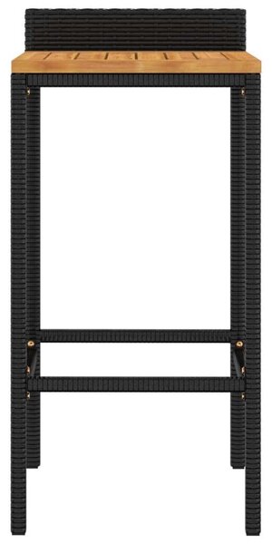 VidaXL Bárszék - 4 db - Fekete Polyrattan - Akácfa