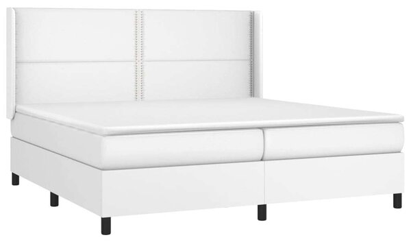 VidaXL fehér műbőr rugós ágy matraccal 200 x 200 cm