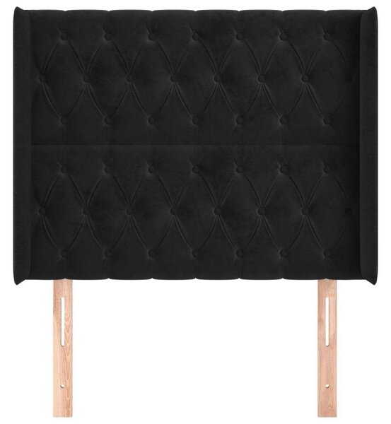 VidaXL Fekete Bársony Ágyfejtámla Szárnyakkal - 103x118/128cm
