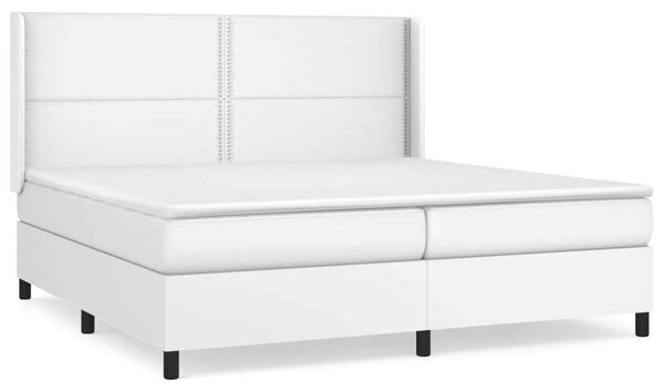 VidaXL fehér műbőr rugós ágy matraccal 200 x 200 cm