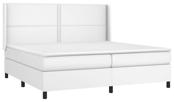 VidaXL fehér műbőr rugós ágy matraccal 200 x 200 cm