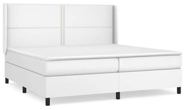 VidaXL fehér műbőr rugós ágy matraccal 200 x 200 cm