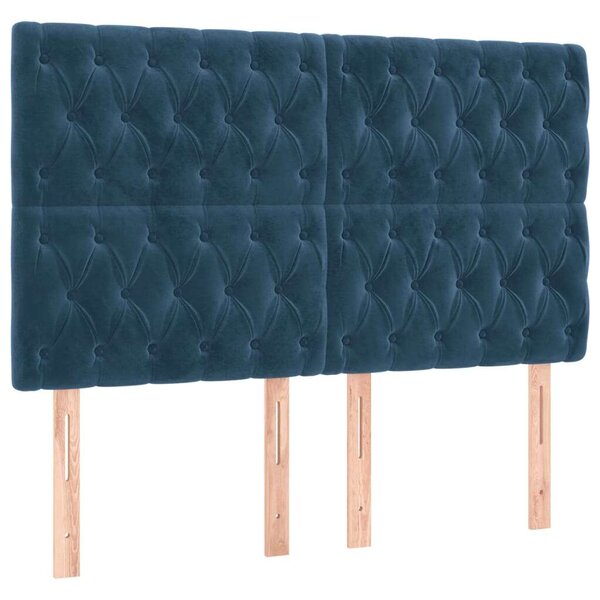 VidaXL sötétkék bársony LED-es fejtámla 160x7x118/128 cm