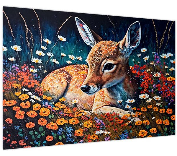 Kép - Festett szarvas (90x60 cm)