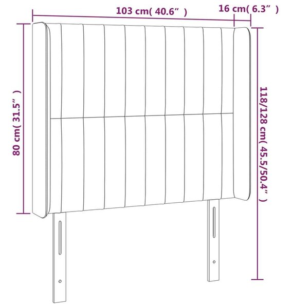 VidaXL kék szövet LED-es fejtámla 103x16x118/128 cm