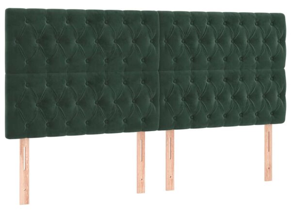 VidaXL Bársony Fejtámla - Sötétzöld - 4 db - 100x7x78/88 cm