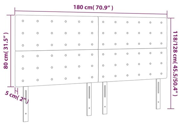 VidaXL Bársony Fejtámla Szett - Rózsaszín - 4 db - 180cm