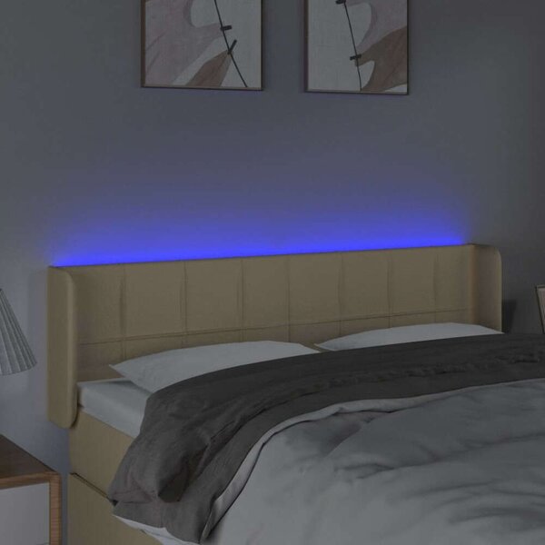 VidaXL krémszínű szövet LED-es fejtámla 147 x 16 x 78/88 cm