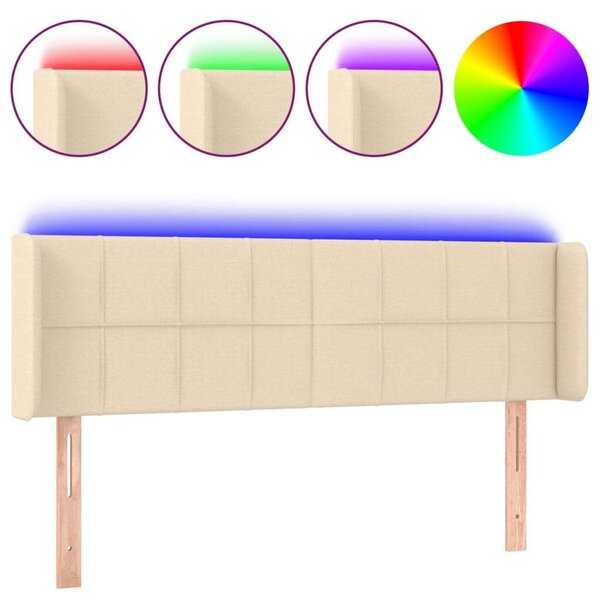 VidaXL krémszínű szövet LED-es fejtámla 147 x 16 x 78/88 cm